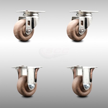 Service Caster 3.5 Inch 316SS High Temp Glass Filled Nylon Swivel Top Plate Caster Rigid, 2PK SCC-SS31620S3514-GFNSHT-2-R-2